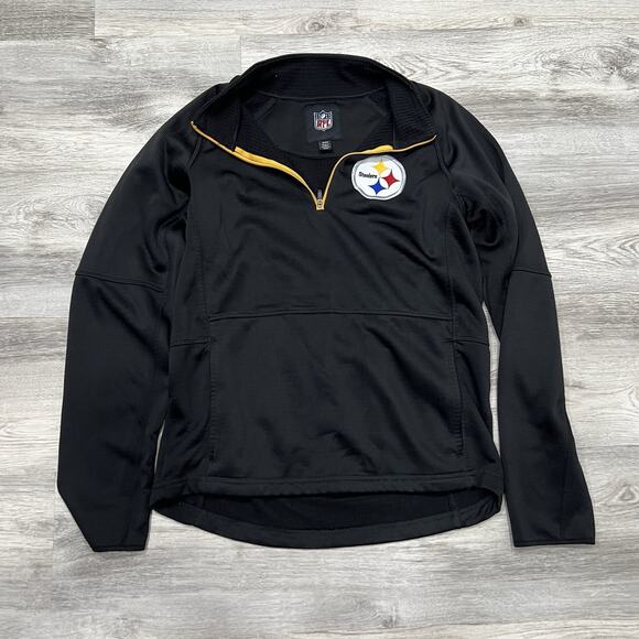 NFL Steelers Pullover Jacket‎ Half Zip Lightweight Black Size Small - Picture 1 of 4